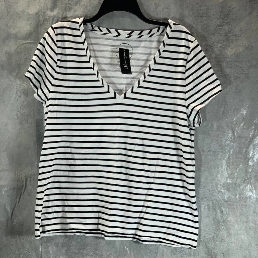 INC INTERNATIONAL CONCEPTS Women's Serena Stripe V-Neck Short Sleeve T-Shirt